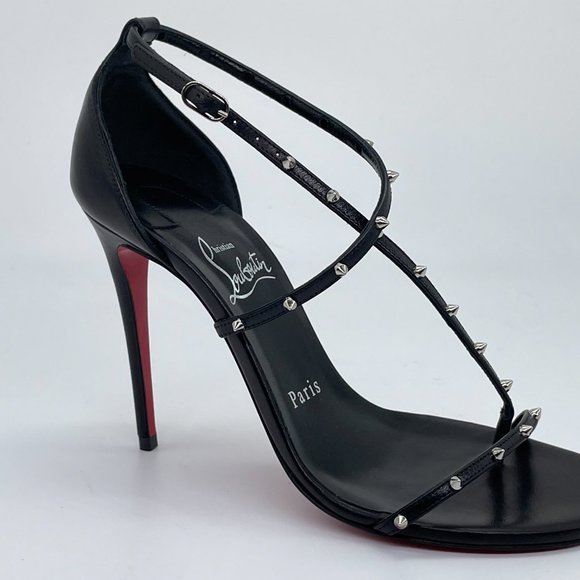 Christian Louboutin RIOJANA SPIKES 100 Strappy Studded Heels Sandals Shoes - Picture 13 of 16